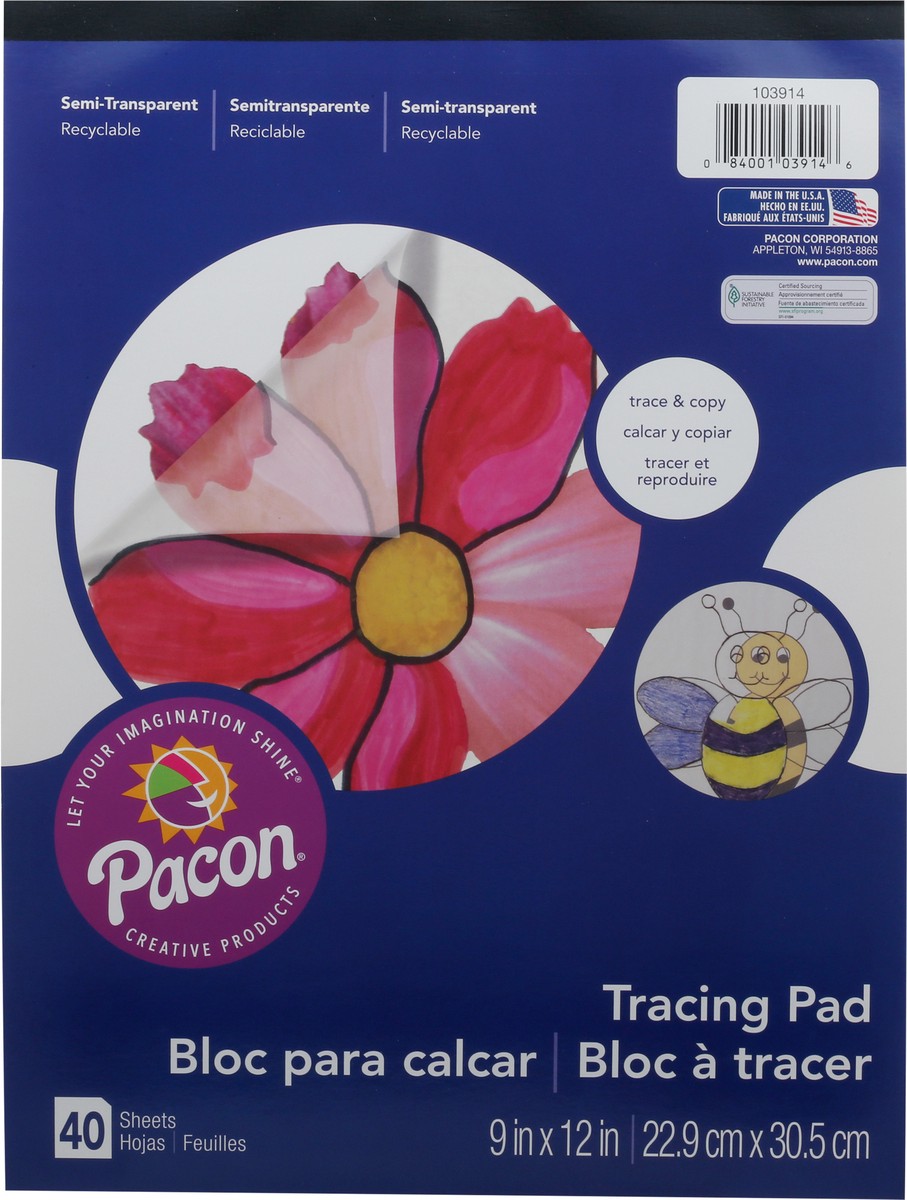 slide 5 of 11, Pacon Art Street Tracing Paper Pad, Translucent, 9" x 12", 1 ct