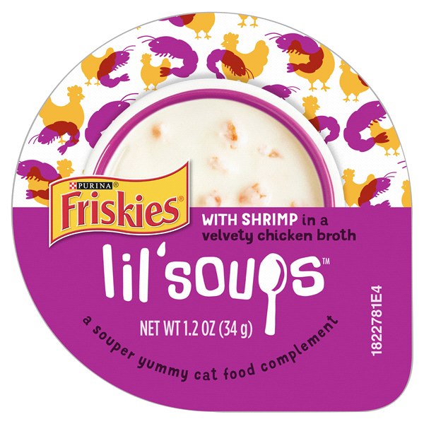 slide 1 of 1, Purina Friskies Lil Soups, Shrimp in Chicken Broth, 1.2 oz