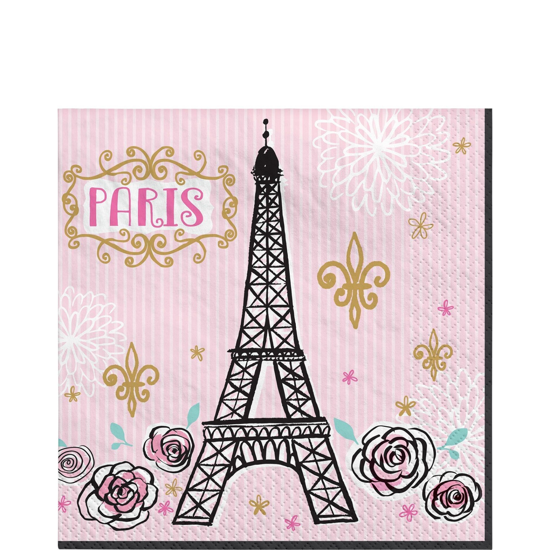 slide 1 of 1, Party City A Day in Paris Vintage Lunch Napkins, 16 ct