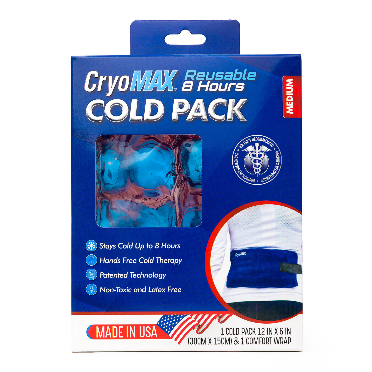 slide 1 of 3, CryoMax Medium Reusable 8 Hours Cold Pack 1 ea, 1 ct