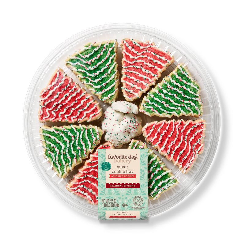 slide 1 of 3, Holiday Christmas Sugar Cookie Tray - 22.5oz - Favorite Day™, 22.5 oz