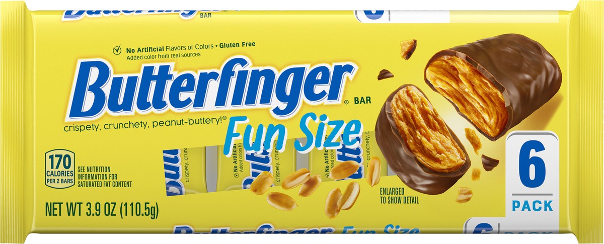 slide 5 of 9, Butterfinger Fun Size Candy Bars, 6 ct