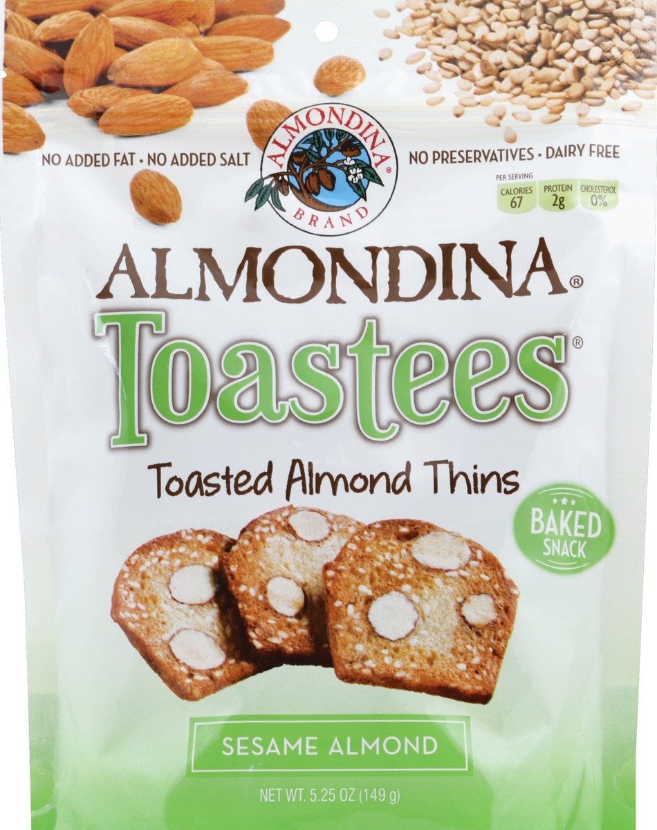 slide 2 of 2, Almondina Toastees Sesame Almond, 5.25 oz