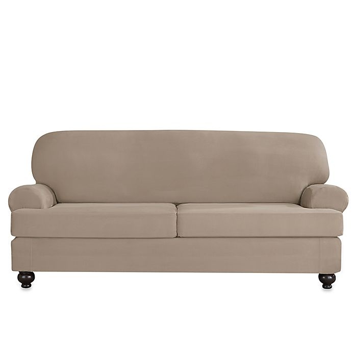 slide 2 of 2, SureFit Home Decor Designer Suede Individual Cushion 2-Seat Sofa Slipcover - Linen, 1 ct