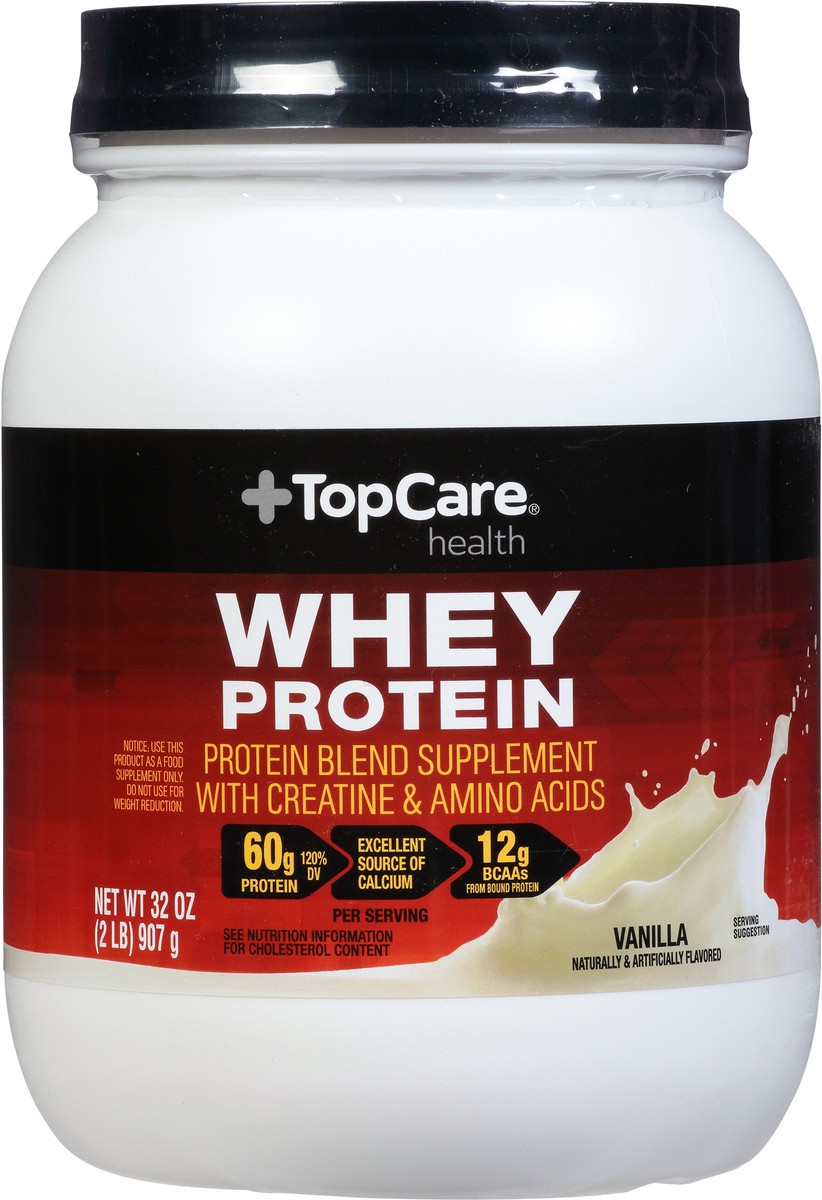 slide 6 of 9, TopCare Health Whey Protein 32 oz, 32 oz