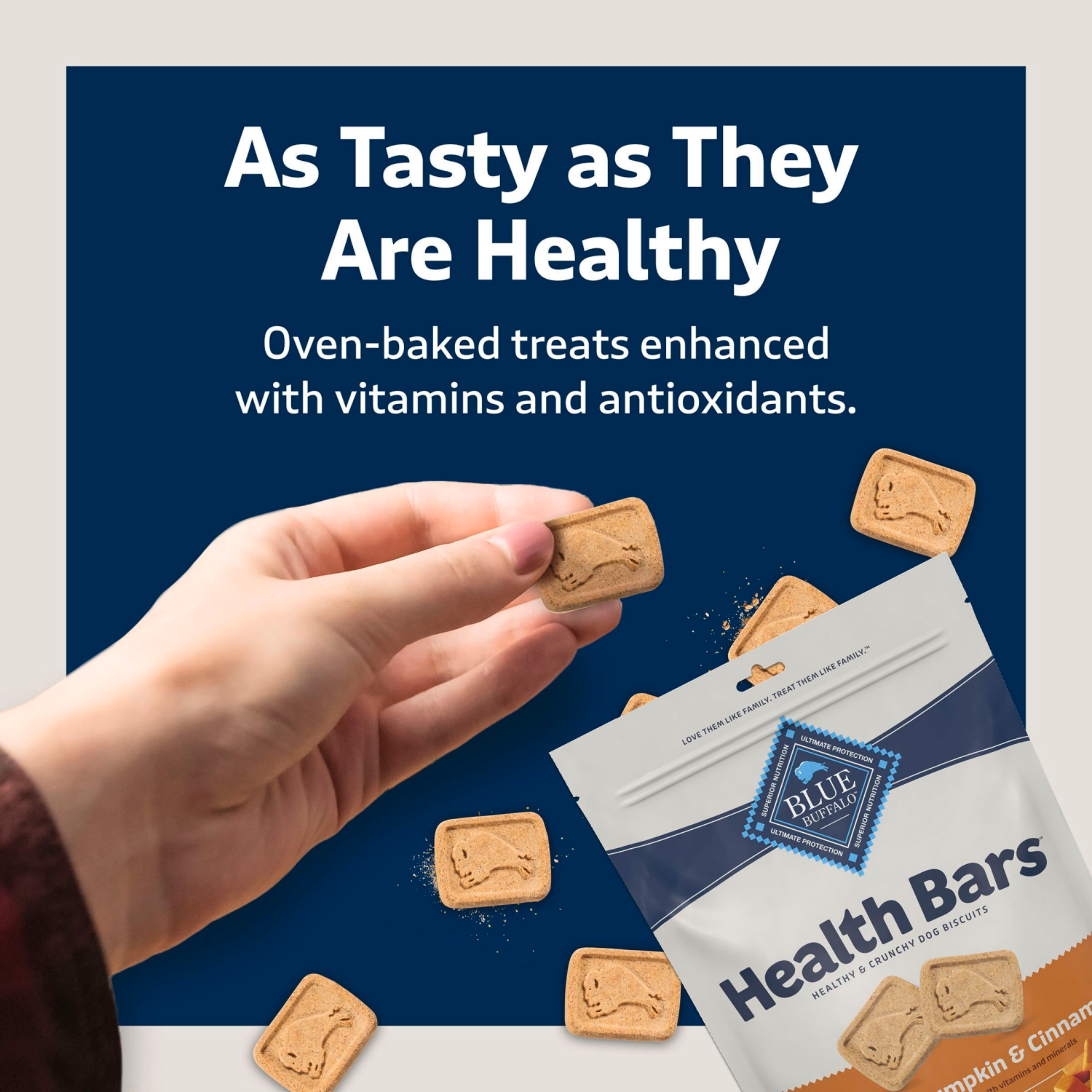 slide 5 of 8, Blue Buffalo Health Bars Natural Pumpkin & Cinnamon Crunchy Biscuits Dog Treats, 16 oz