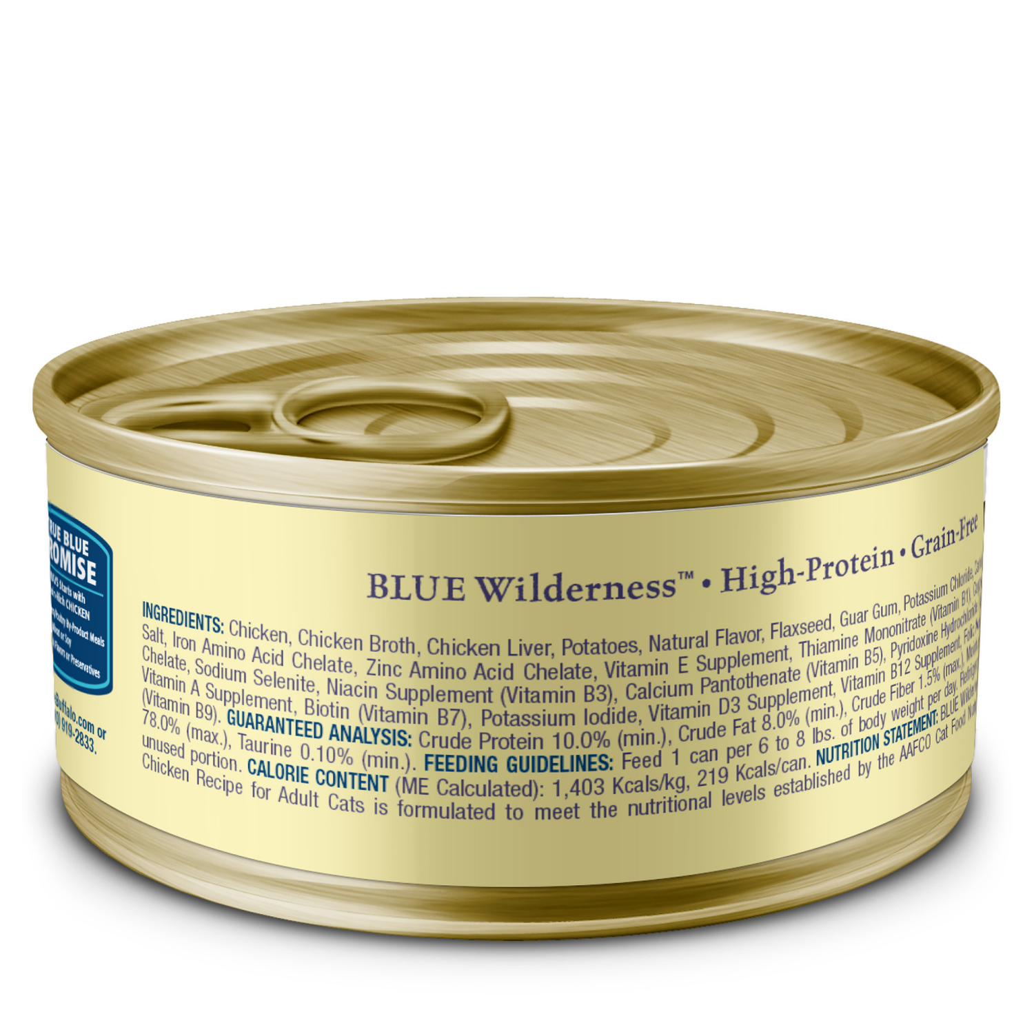 slide 6 of 8, Blue Wilderness Blue Buffalo Wilderness Grain Free Natural Adult Pate Wet Cat Food, Chicken 5-oz can, 5.5 oz
