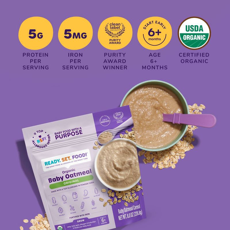 slide 3 of 7, Ready, Set, Food! Baby Oatmeal - Original - 8oz, 8 oz