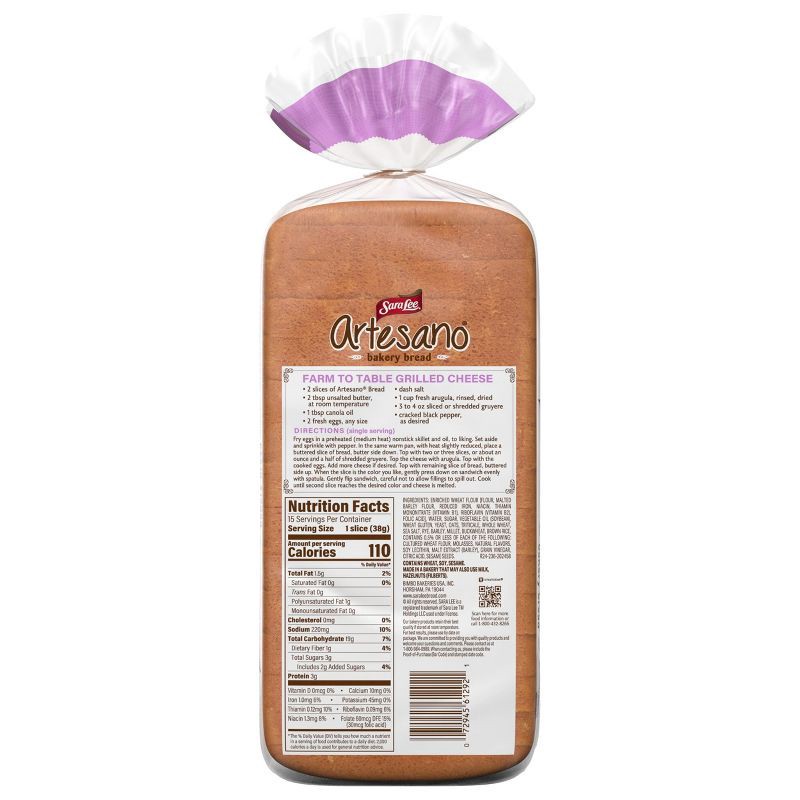 slide 3 of 9, Sara Lee Artesano Smooth Multigrain - 20oz, 20 oz