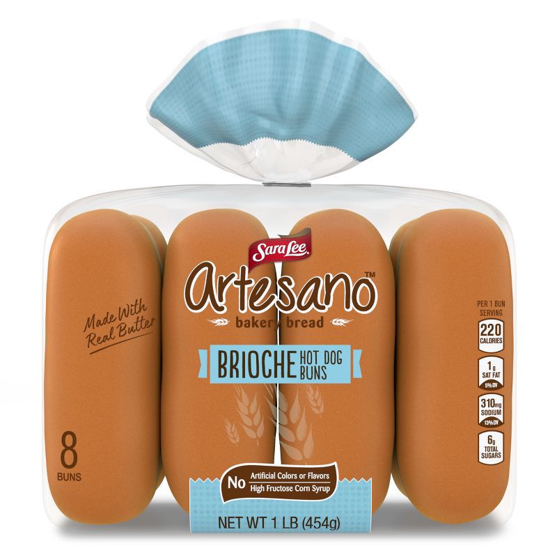 slide 9 of 9, Sara Lee Artesano Brioche Hot Dog Buns - 16oz, 16 oz