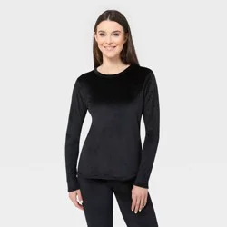 Wander by Hottotties Women's Velour Thermal Crewneck Sweatshirt - Black M