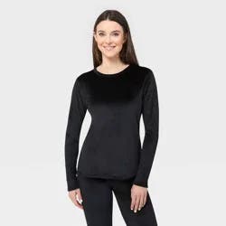 Wander by Hottotties Women's Velour Thermal Crewneck Sweatshirt - Black M