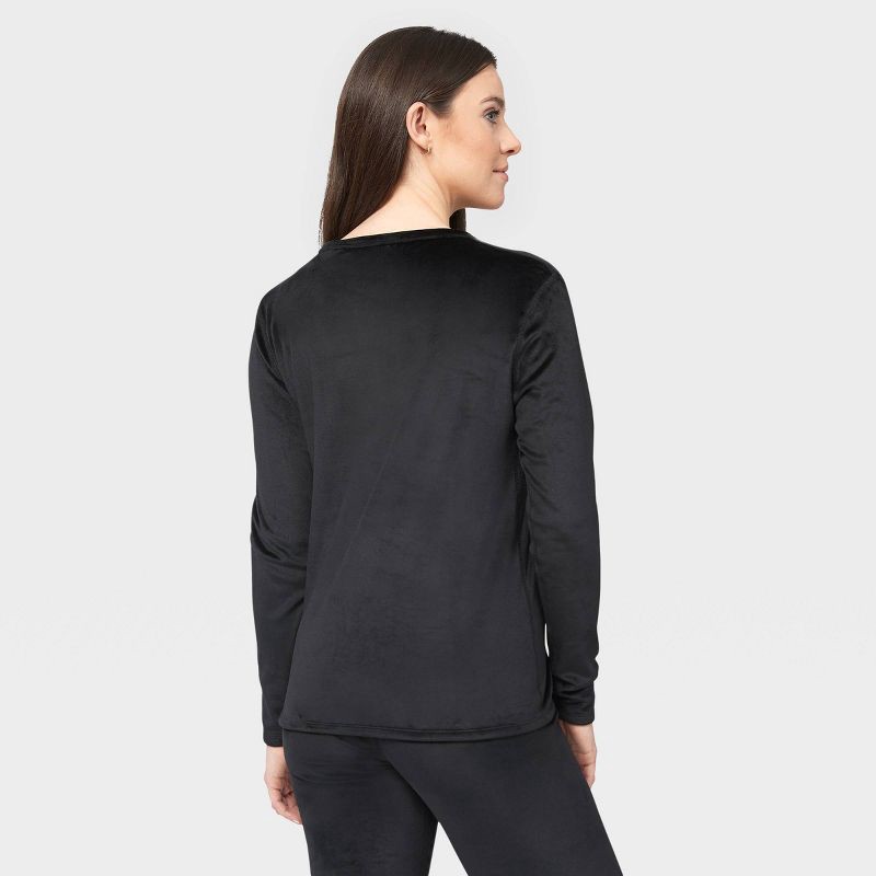 slide 3 of 4, Wander by Hottotties Women's Velour Thermal Crewneck Sweatshirt - Black XL, 1 ct