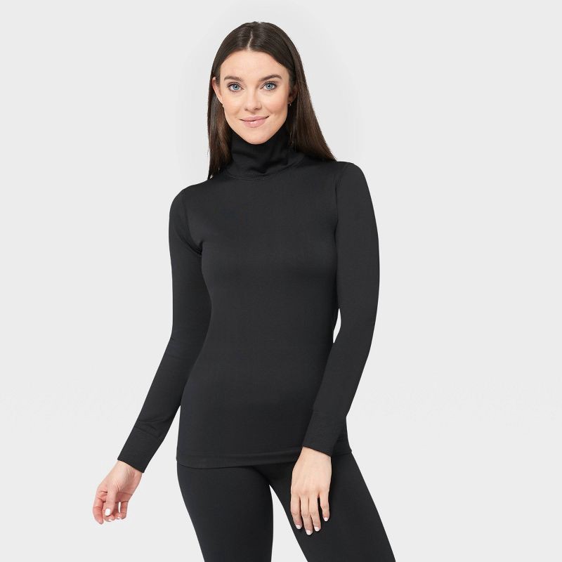 slide 1 of 4, Wander by Hottotties Women's Seamless Thermal Turtleneck Top - Black S, 1 ct