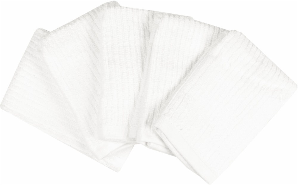 slide 1 of 1, Everyday Living Dish Cloths - 5 Pack - White, 12 in x 12 in 