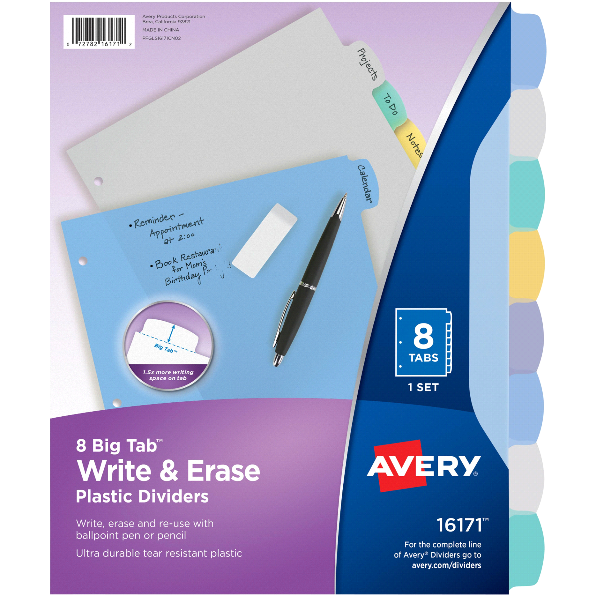 slide 1 of 1, Avery Big Tab Write & Erase Durable Plastic Dividers 16171, 1 ct