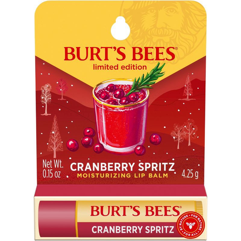 slide 2 of 9, Burt's Bees Holiday Limited Edition Stocking Stuffer Moisturizing Lip Balm - Cranberry Spritz - 0.15oz, 0.15 oz