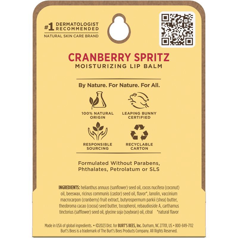 slide 9 of 9, Burt's Bees Holiday Limited Edition Stocking Stuffer Moisturizing Lip Balm - Cranberry Spritz - 0.15oz, 0.15 oz