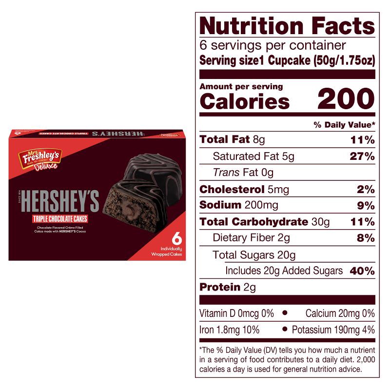 slide 7 of 10, Mrs. Freshley's Deluxe Hershey's Triple Chocolate Cakes - 6ct, 6 ct