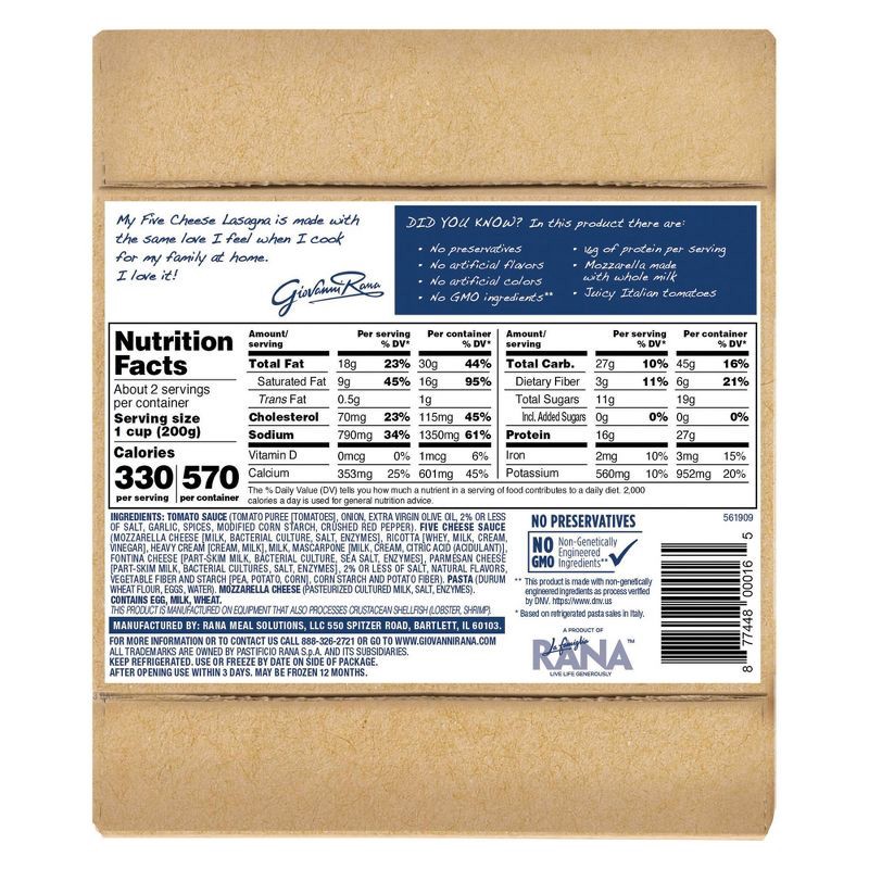slide 3 of 7, Rana Single Serve Five Cheese Lasagna - 12oz, 12 oz