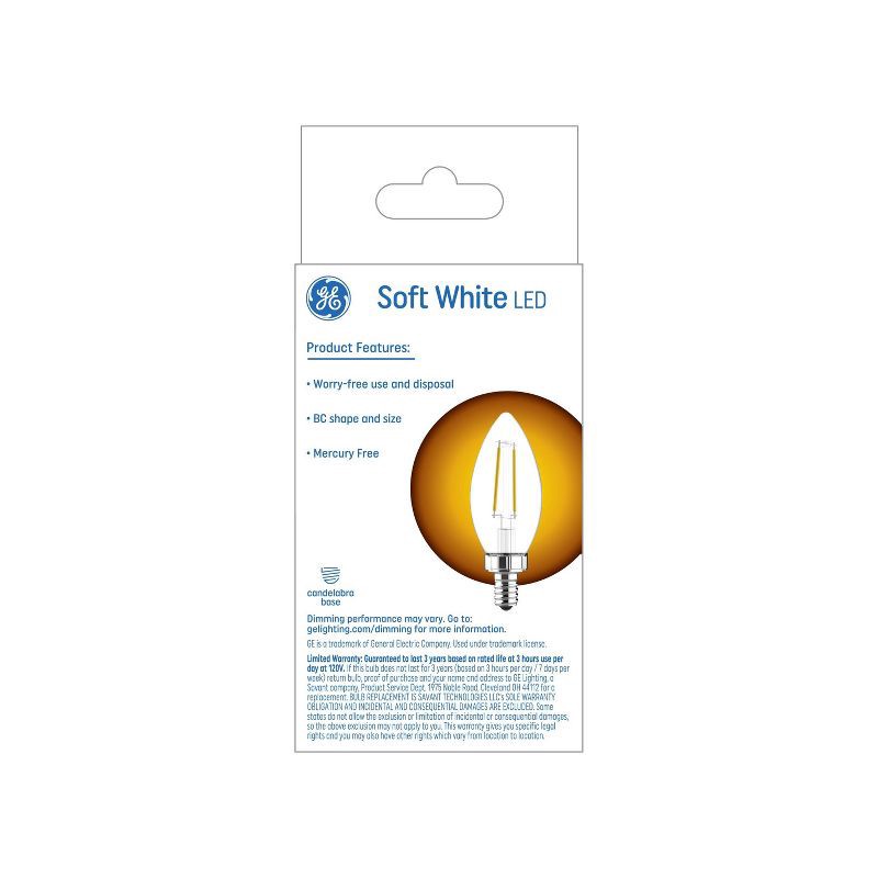 slide 4 of 5, General Electric GE 2pk 4 Watts Soft White Candelabra Base Decorative Light Bulbs, 2 ct