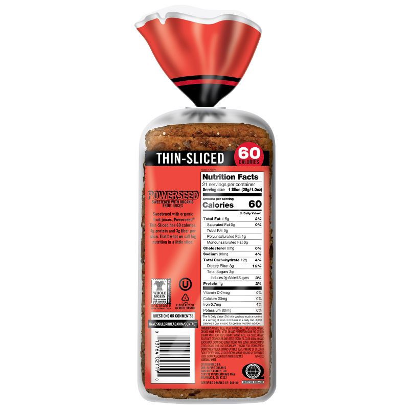 slide 12 of 16, Dave's Killer Bread Organic Powerseed Thin Sliced - 20.5oz, 20.5 oz