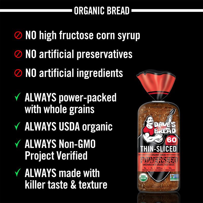 slide 4 of 16, Dave's Killer Bread Organic Powerseed Thin Sliced - 20.5oz, 20.5 oz