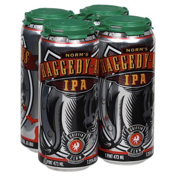 slide 2 of 13, Griffin Claw Norms Raggedy-ass Ipa, 4 ct; 16 oz