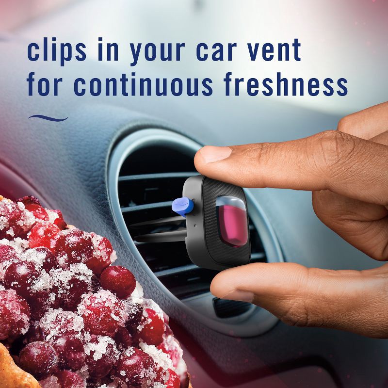 slide 7 of 10, Febreze Car Air Freshener Vent Clip - Cranberry Tart - 2ct/0.13 fl oz, 2 ct, 0.13 fl oz