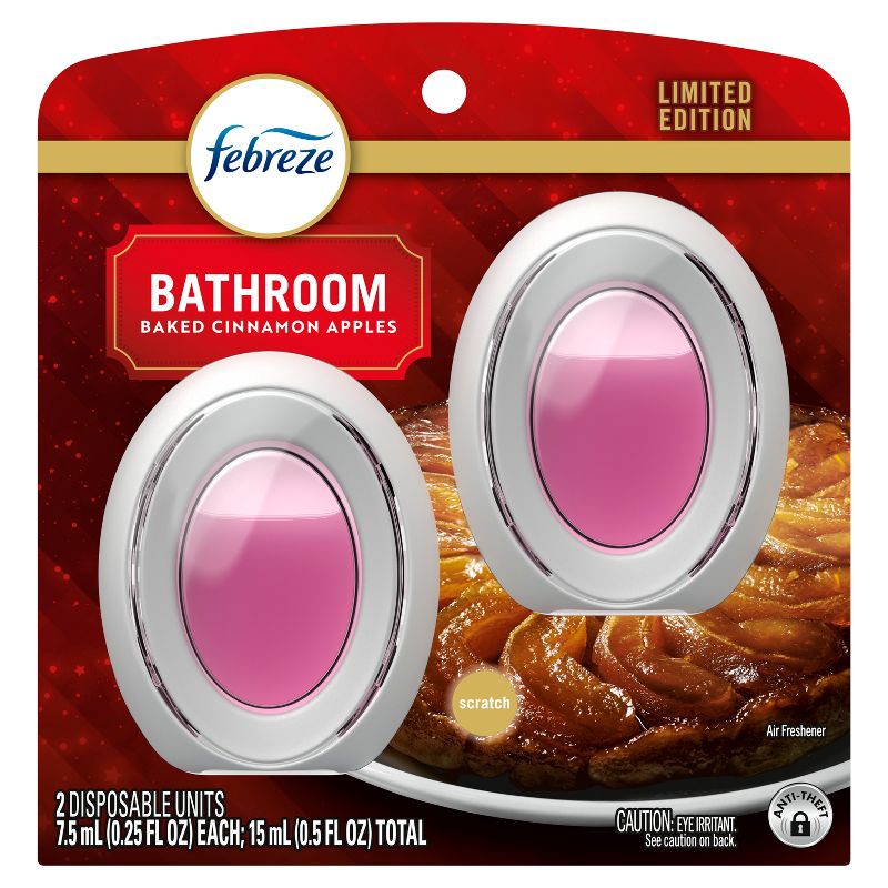 slide 3 of 7, Febreze Bathroom Air Freshener - Baked Cinnamon Apples - 0.5 fl oz/2pk, 2 ct; 0.5 fl oz