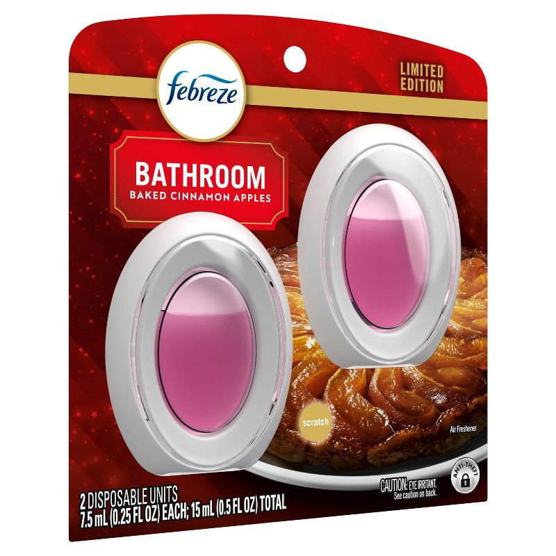 slide 4 of 7, Febreze Bathroom Air Freshener - Baked Cinnamon Apples - 0.5 fl oz/2pk, 2 ct; 0.5 fl oz
