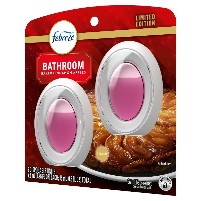 slide 5 of 7, Febreze Bathroom Air Freshener - Baked Cinnamon Apples - 0.5 fl oz/2pk, 2 ct; 0.5 fl oz