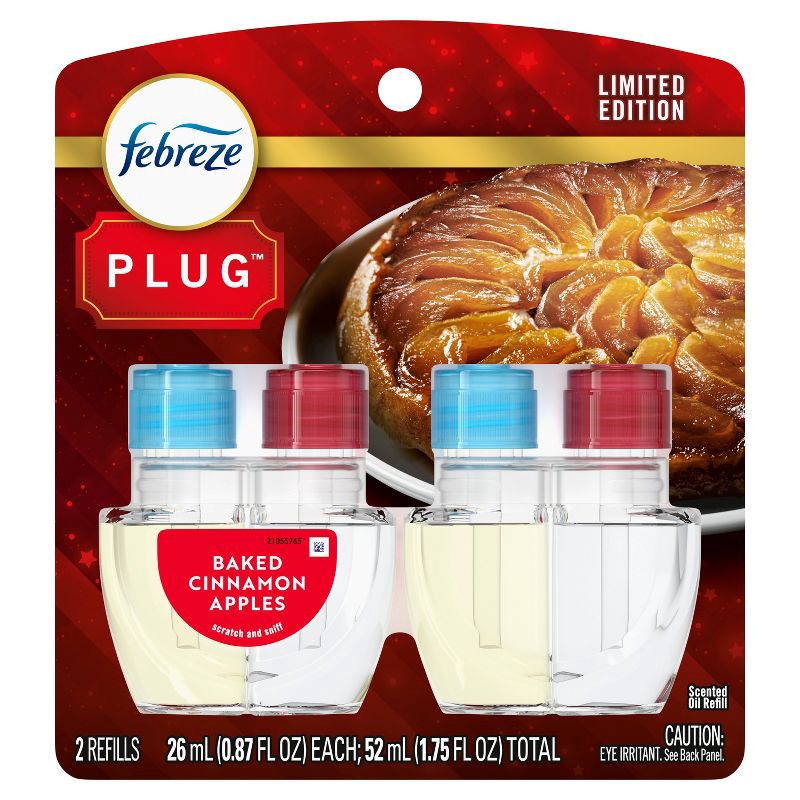 slide 2 of 15, Febreze Plug Dual Air Freshener Refill - Baked Cinnamon Apples - 0.87 fl oz/2ct, 2 ct; 0.87 fl oz