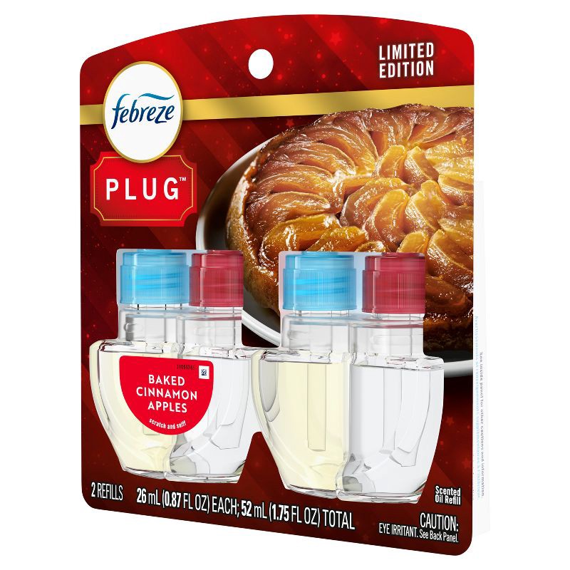 slide 15 of 15, Febreze Plug Dual Air Freshener Refill - Baked Cinnamon Apples - 0.87 fl oz/2ct, 2 ct; 0.87 fl oz