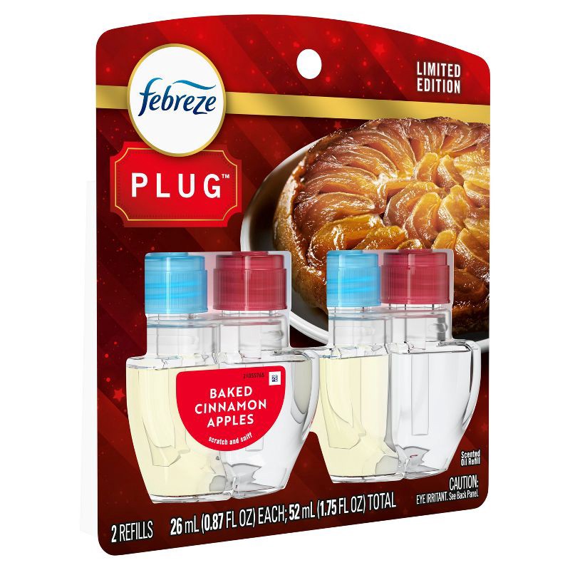 slide 14 of 15, Febreze Plug Dual Air Freshener Refill - Baked Cinnamon Apples - 0.87 fl oz/2ct, 2 ct; 0.87 fl oz