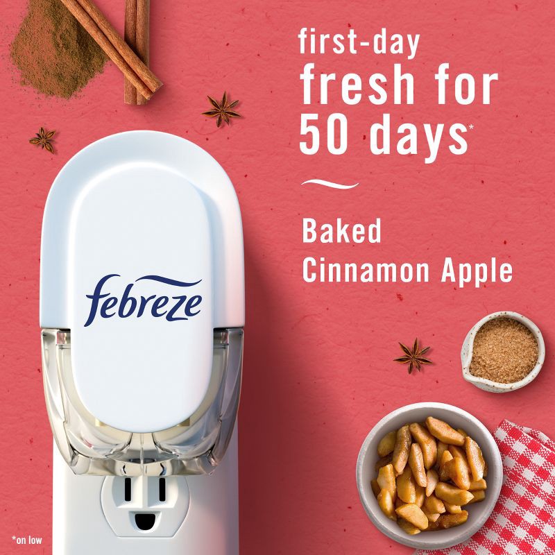 slide 4 of 15, Febreze Plug Dual Air Freshener Refill - Baked Cinnamon Apples - 0.87 fl oz/2ct, 2 ct; 0.87 fl oz