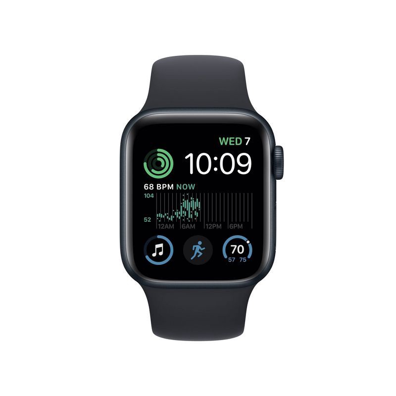 slide 2 of 7, Apple Watch SE 2 GPS 44mm Midnight Aluminum Case with Midnight Sport Band (2022) - S/M, 1 ct