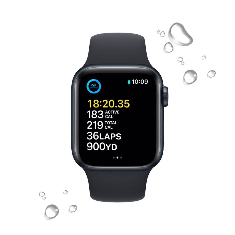 slide 4 of 7, Apple Watch SE 2 GPS 44mm Midnight Aluminum Case with Midnight Sport Band (2022) - S/M, 1 ct