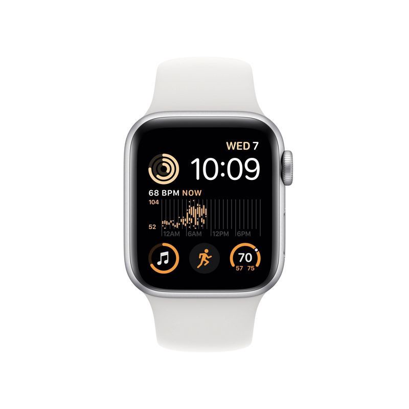 slide 2 of 7, Apple Watch SE 2 GPS 40mm Silver Aluminum Case with White Sport Band (2022) - M/L, 1 ct