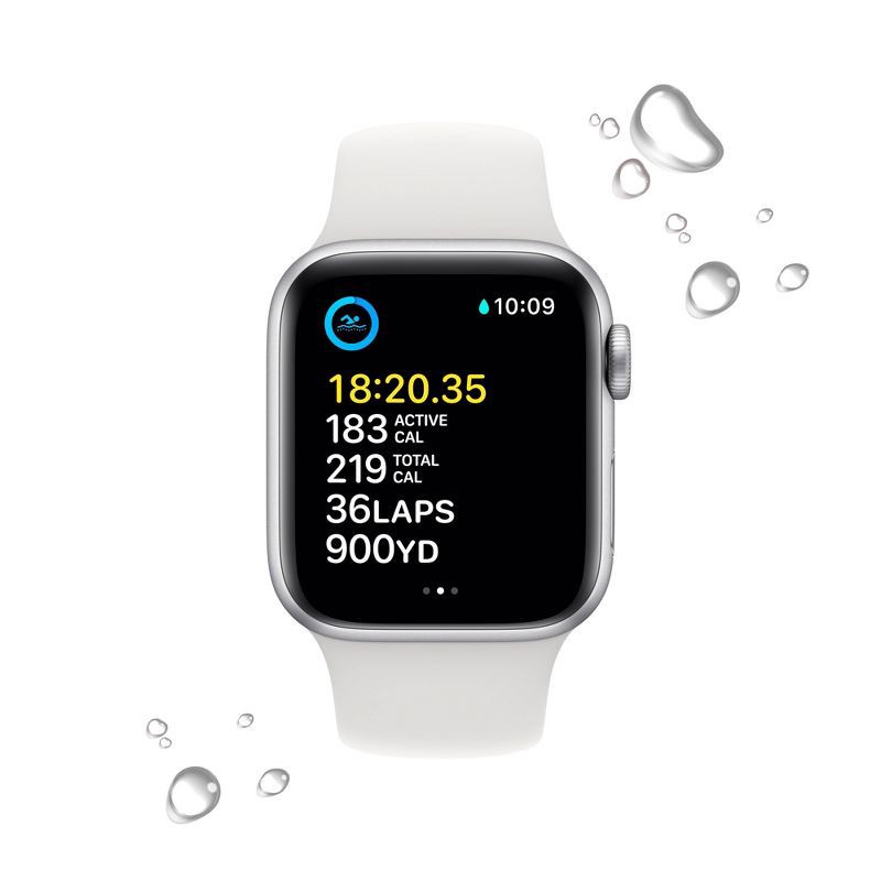 slide 4 of 7, Apple Watch SE 2 GPS 40mm Silver Aluminum Case with White Sport Band (2022) - M/L, 1 ct