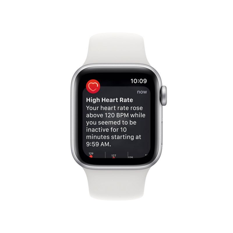 slide 5 of 7, Apple Watch SE 2 GPS 40mm Silver Aluminum Case with White Sport Band (2022) - M/L, 1 ct