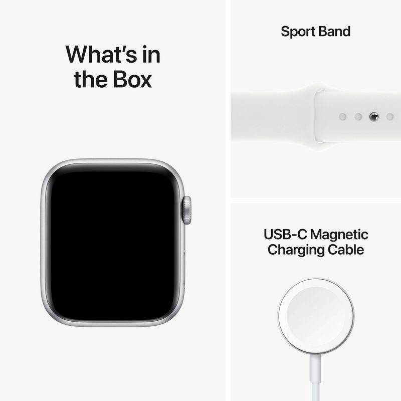 slide 6 of 7, Apple Watch SE 2 GPS 40mm Silver Aluminum Case with White Sport Band (2022) - M/L, 1 ct