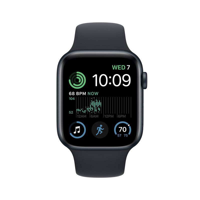 slide 2 of 7, Apple Watch SE 2 GPS + Cellular 44mm Midnight Aluminum Case with Midnight Sport Band (2022) - M/L, 1 ct