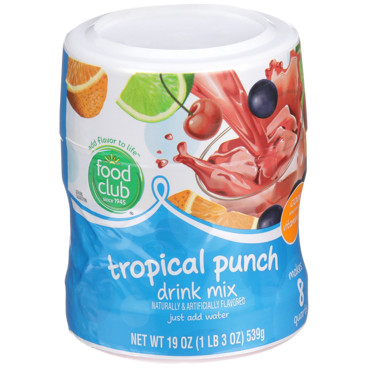 slide 1 of 9, Food Club Tropical Punch Drink Mix, 8 qt