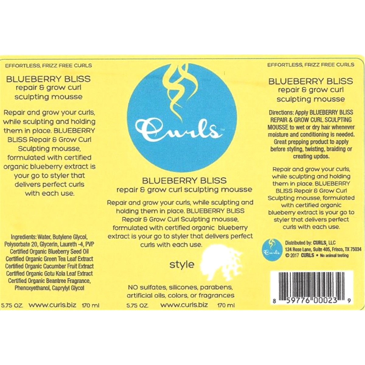 slide 2 of 2, Curls Blueberry Bliss Mousse 5.75 oz Bottle, 5.75 oz