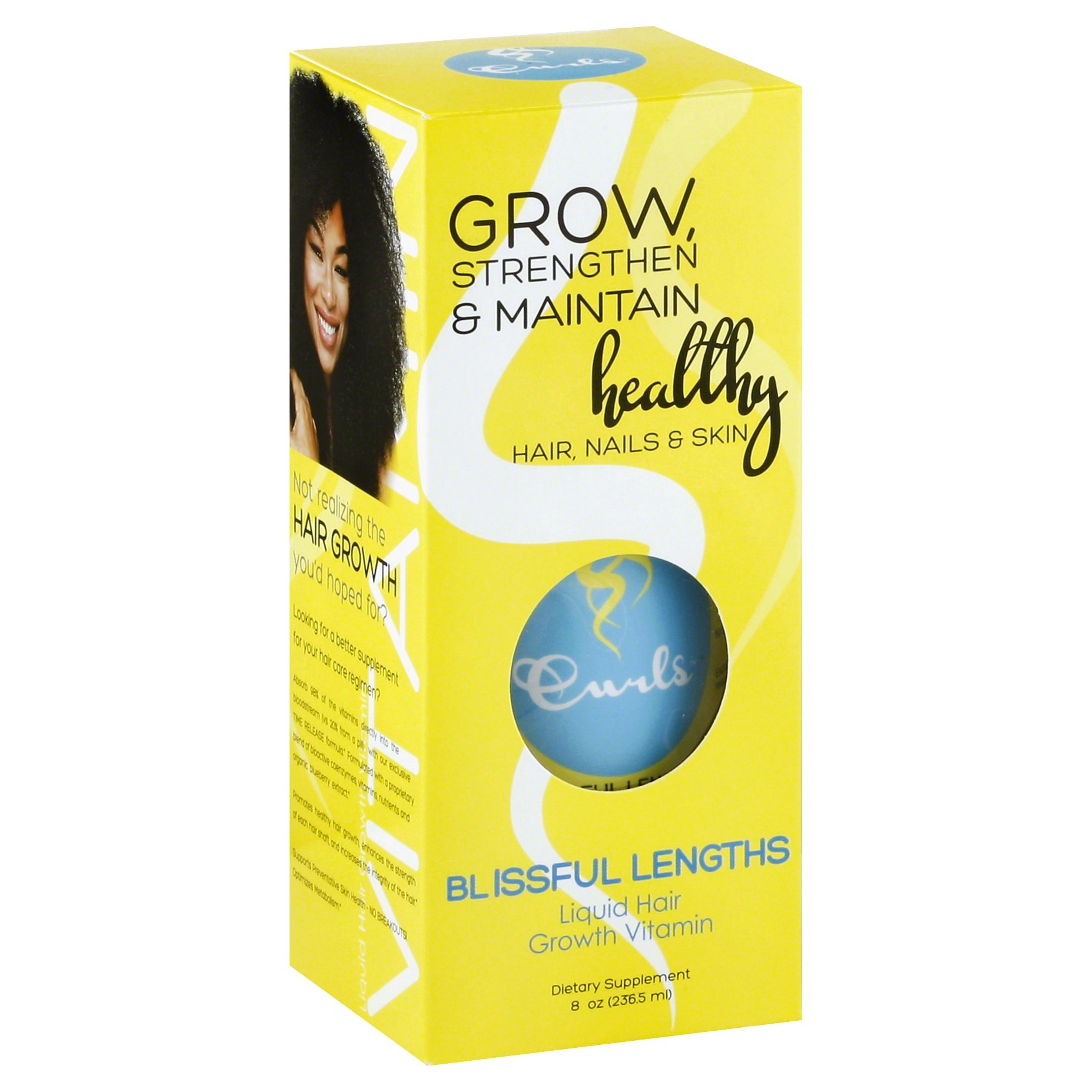 slide 1 of 3, Curls Blissful Lengths Hair Growth Vitamin Supplement Liquid - Blueberry Flavor, 8 fl oz