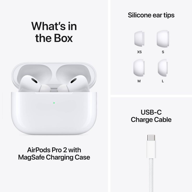 slide 8 of 8, Apple AirPods Pro 2 Wireless Earbuds with Active Noise Cancellation, 1 ct