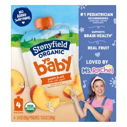 Stonyfield Organic YoBaby Peach & Oat Whole Milk Yogurt - 13.6oz/4ct