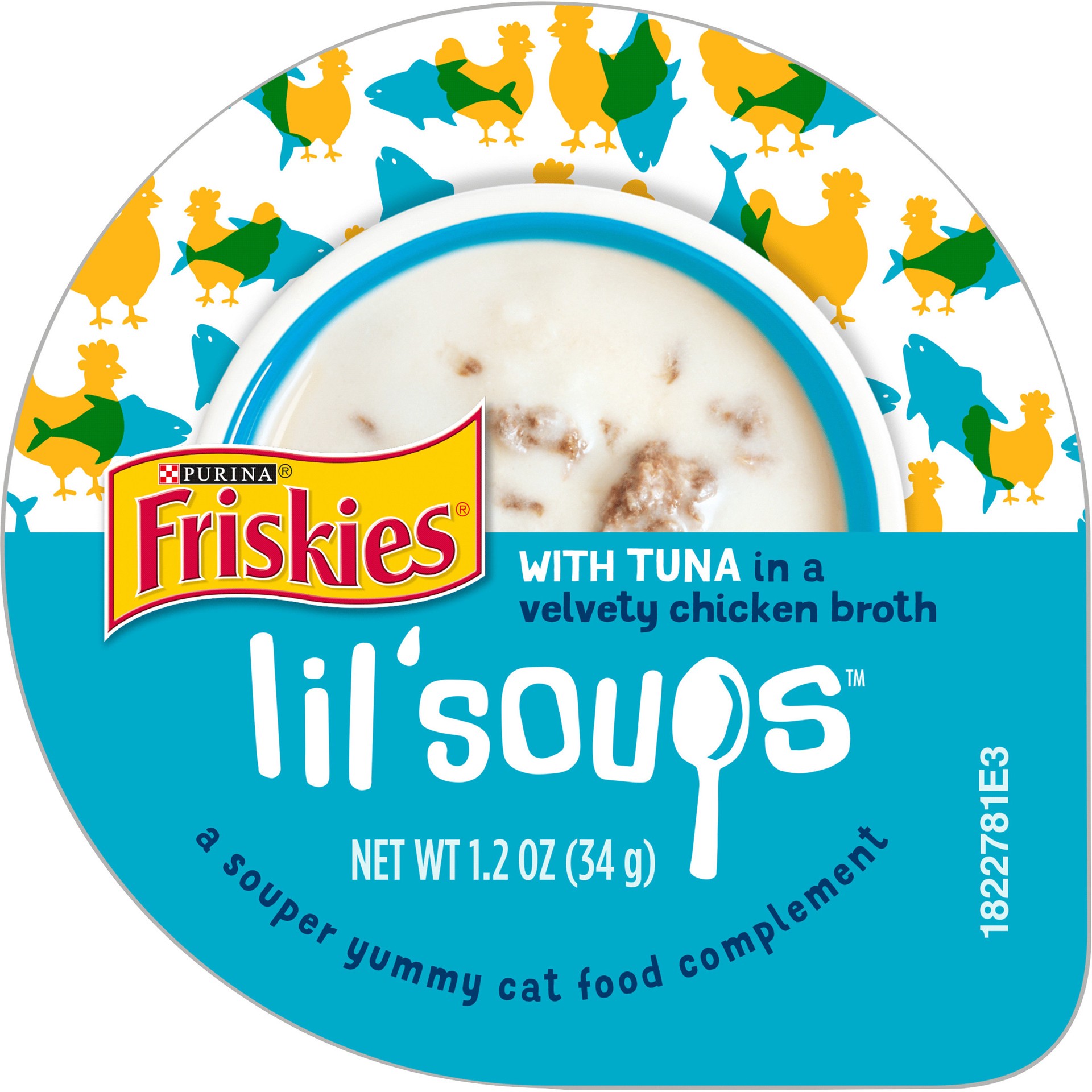 slide 1 of 13, Friskies Purina Friskies Natural, Grain Free Wet Cat Food Lickable Cat Treats, Lil' Soups With Tuna in Chicken Broth, 1.2 oz