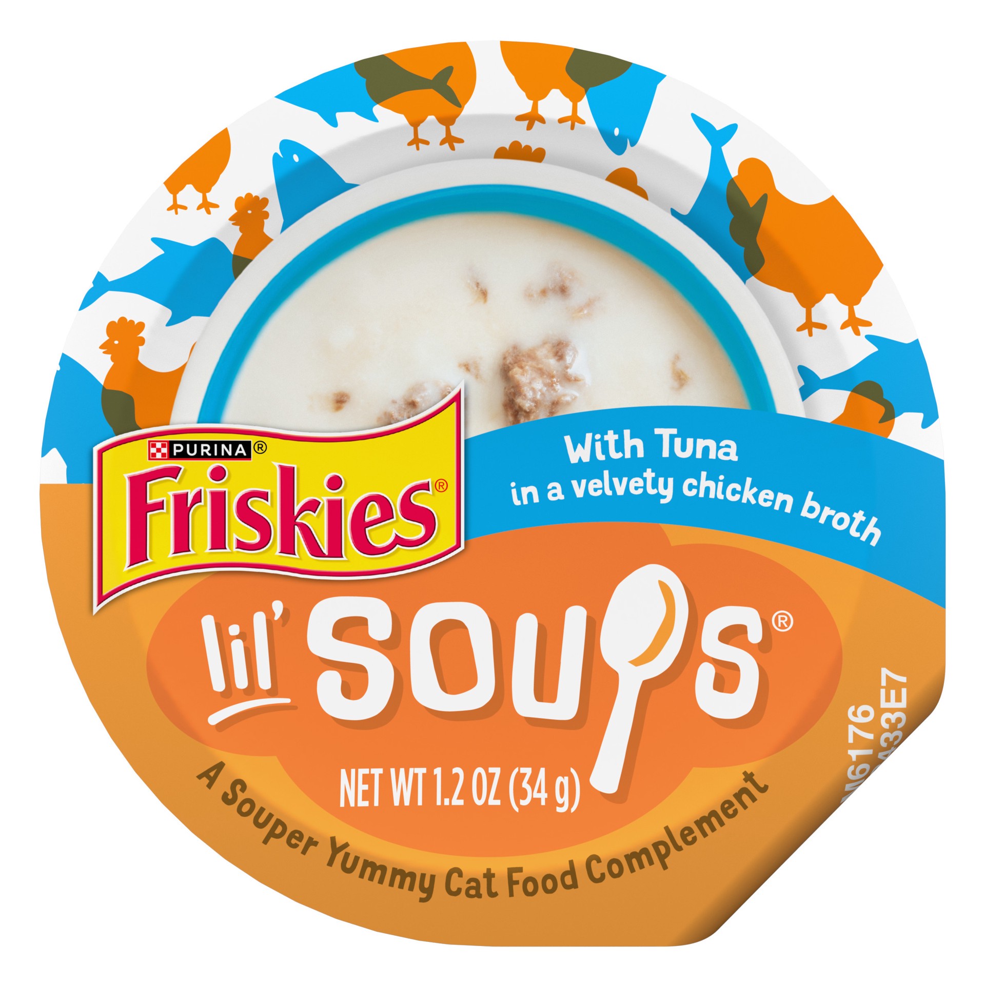 slide 1 of 13, Friskies Purina Friskies Natural, Grain Free Lickable Cat Treats Lil'' Soups With Tuna in Chicken Broth, 1.2 oz